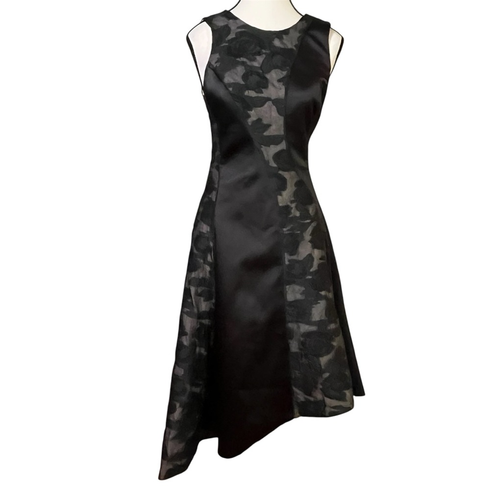 COAST Wendall Midi Panel Black Dress Asymmetric Hem Sleeveless Women’s Size 4